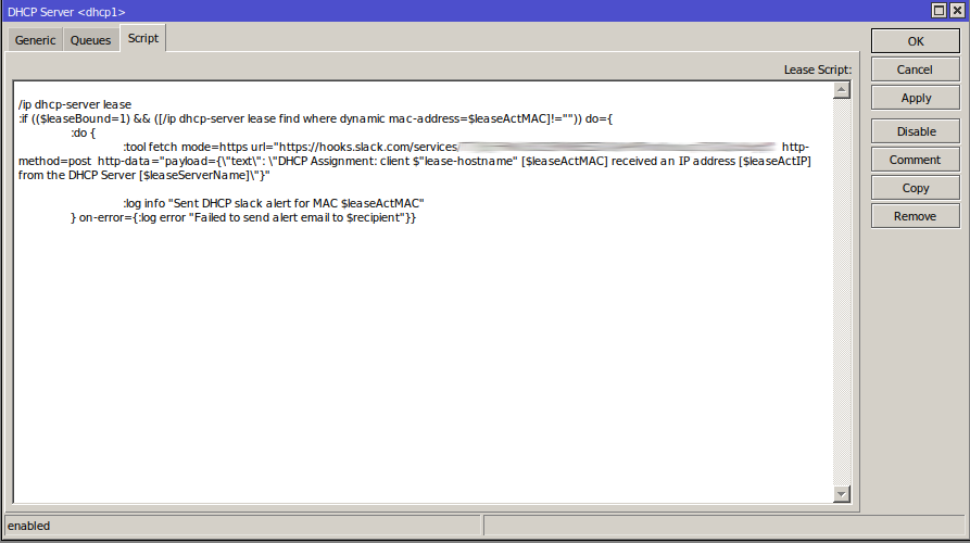 Monitoring  DHCP Leases with MikroTik and Slack