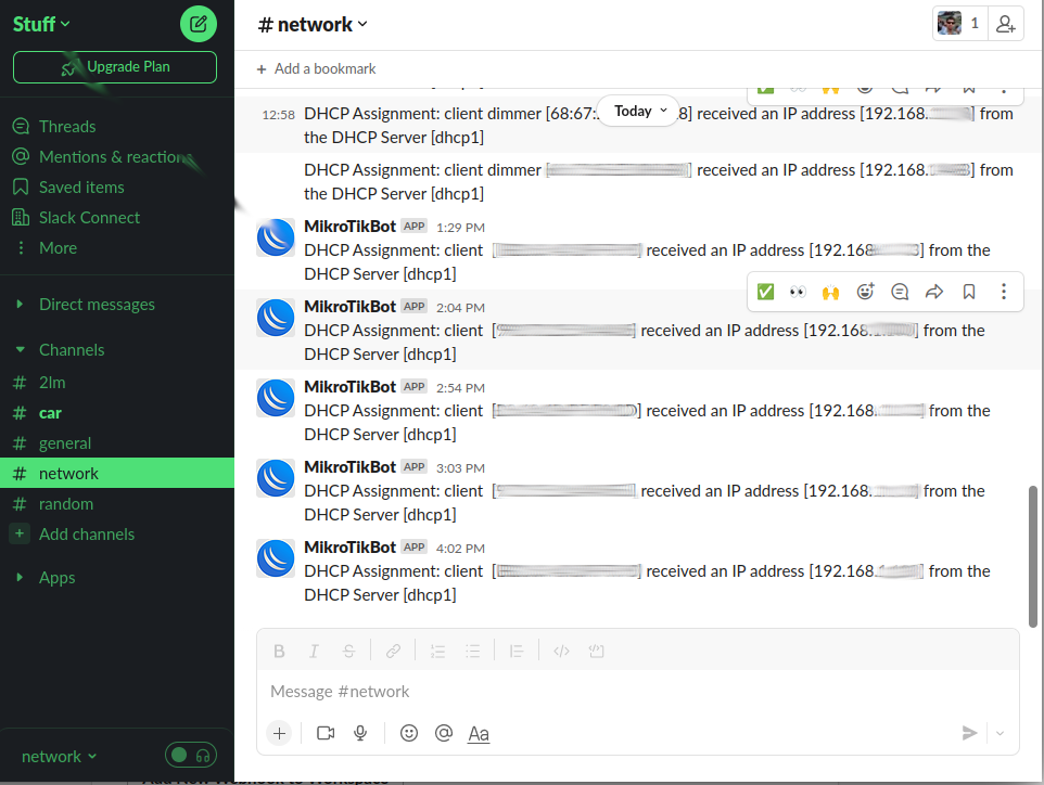 Monitoring  DHCP Leases with MikroTik and Slack