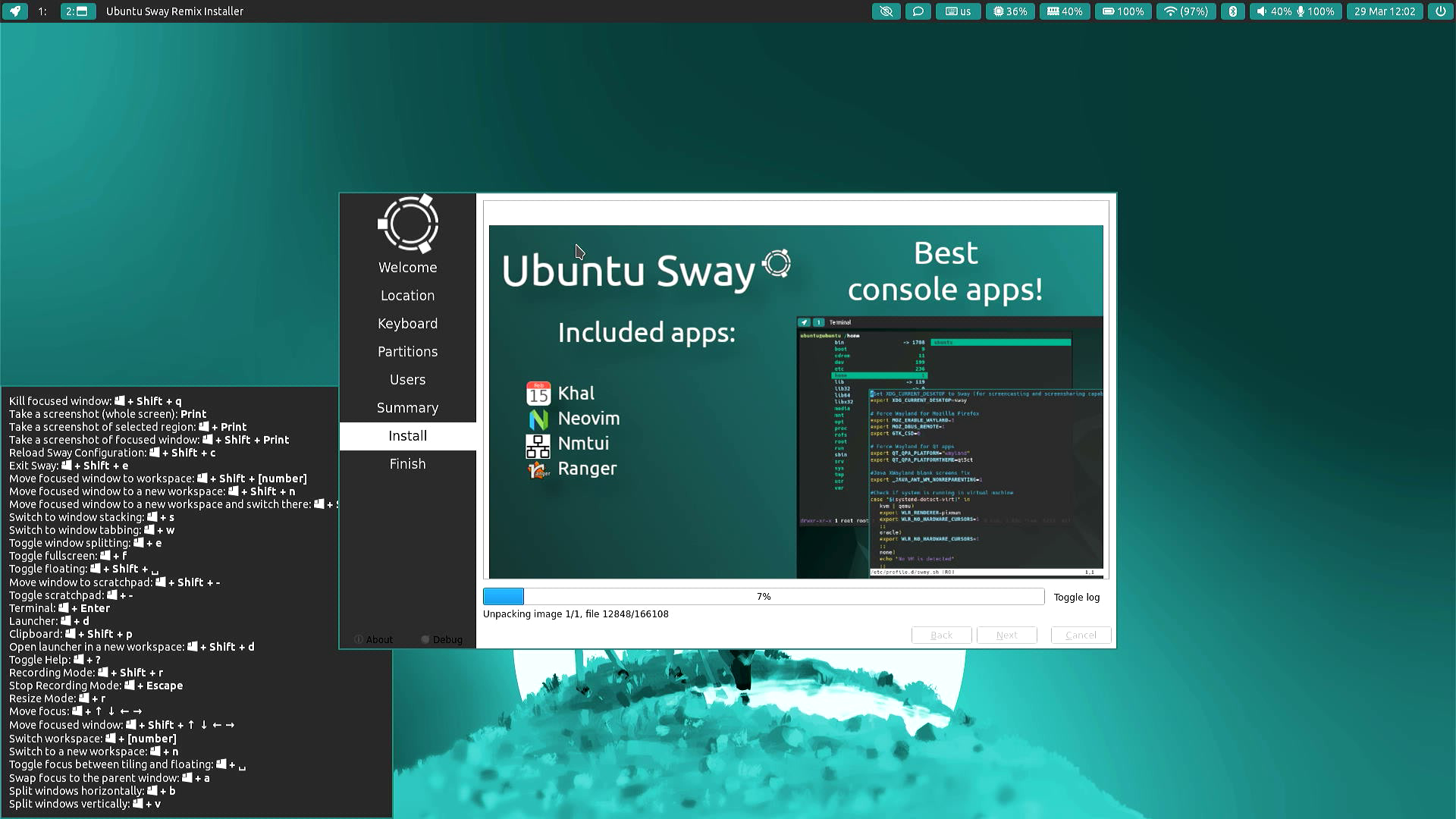 Ubuntu Sway Remix - Instllation in progress