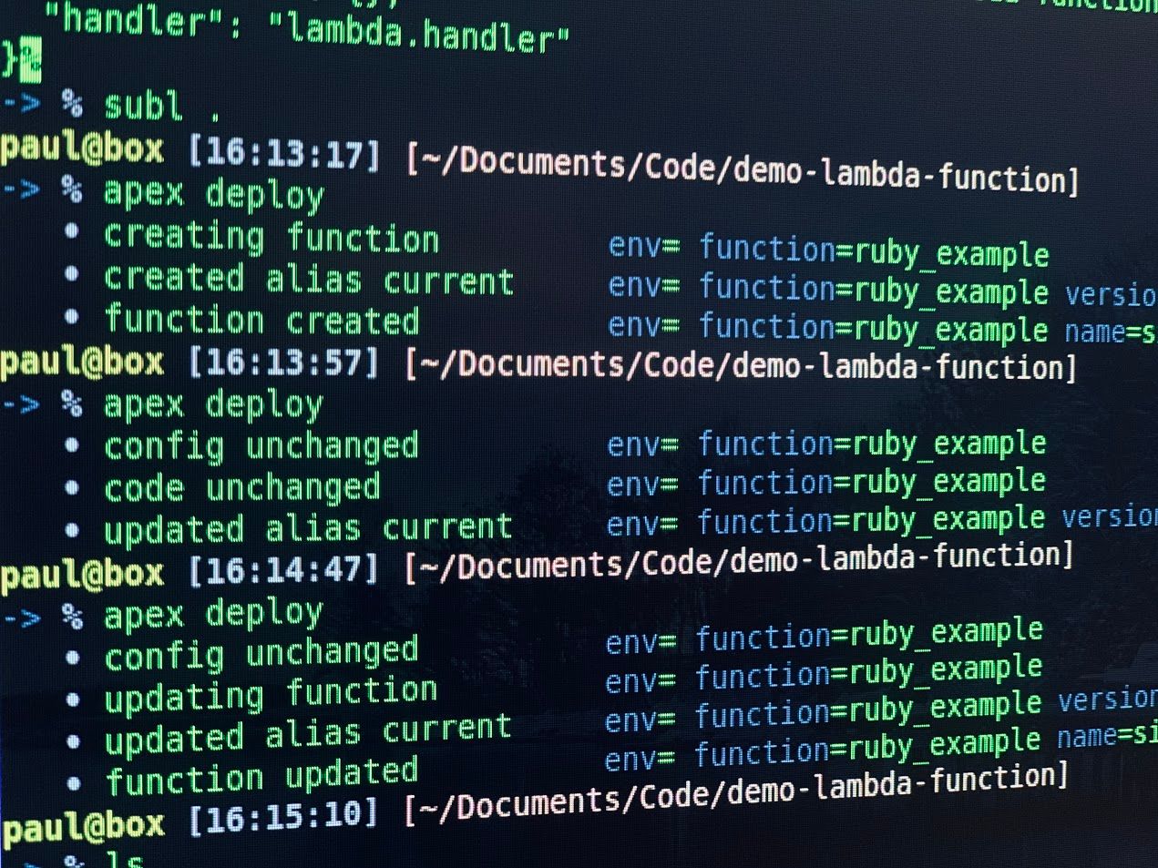 Easy AWS Lambda function deployment with Apex
