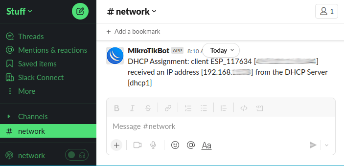 Monitoring  DHCP Leases with MikroTik and Slack